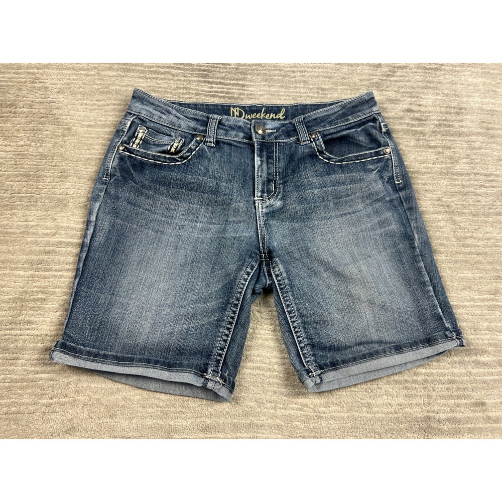 ND Weekend Denim Shorts Womens 12 Blue Wing Embroidered Embellished Mid Rise